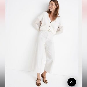 Madewell Women's Emmett Wide-Leg Classic Corduroy Ankle Pant Trouser 27 Ivory